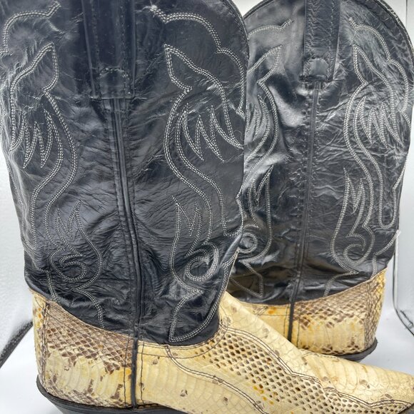 🔥 Vintage Python & Leather Cowboy Boots – Size 8M – Two-Tone Western Realness - Picture 12 of 15